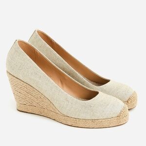 J Crew Elegant Metallic Beige Wedge Espadrille 3" Heels